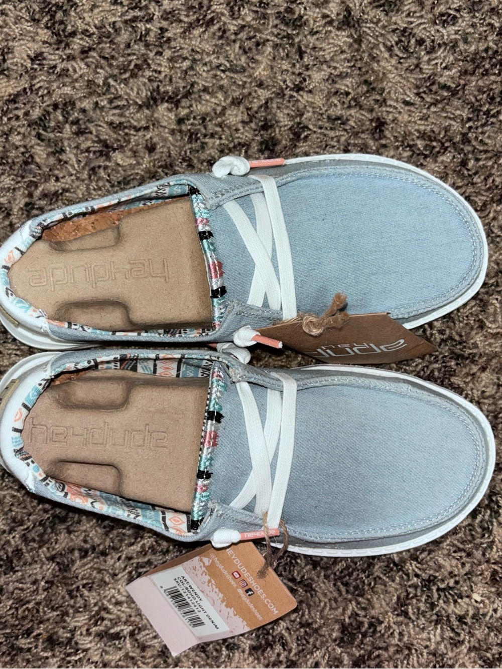 HEY DUDE Wendy Boho Light Denim Comfort Shoes Women's Size 5 Light Blue - Picture 5 of 8